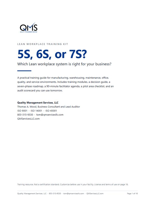 Cover of the QMS Lean Workplace Training Kit